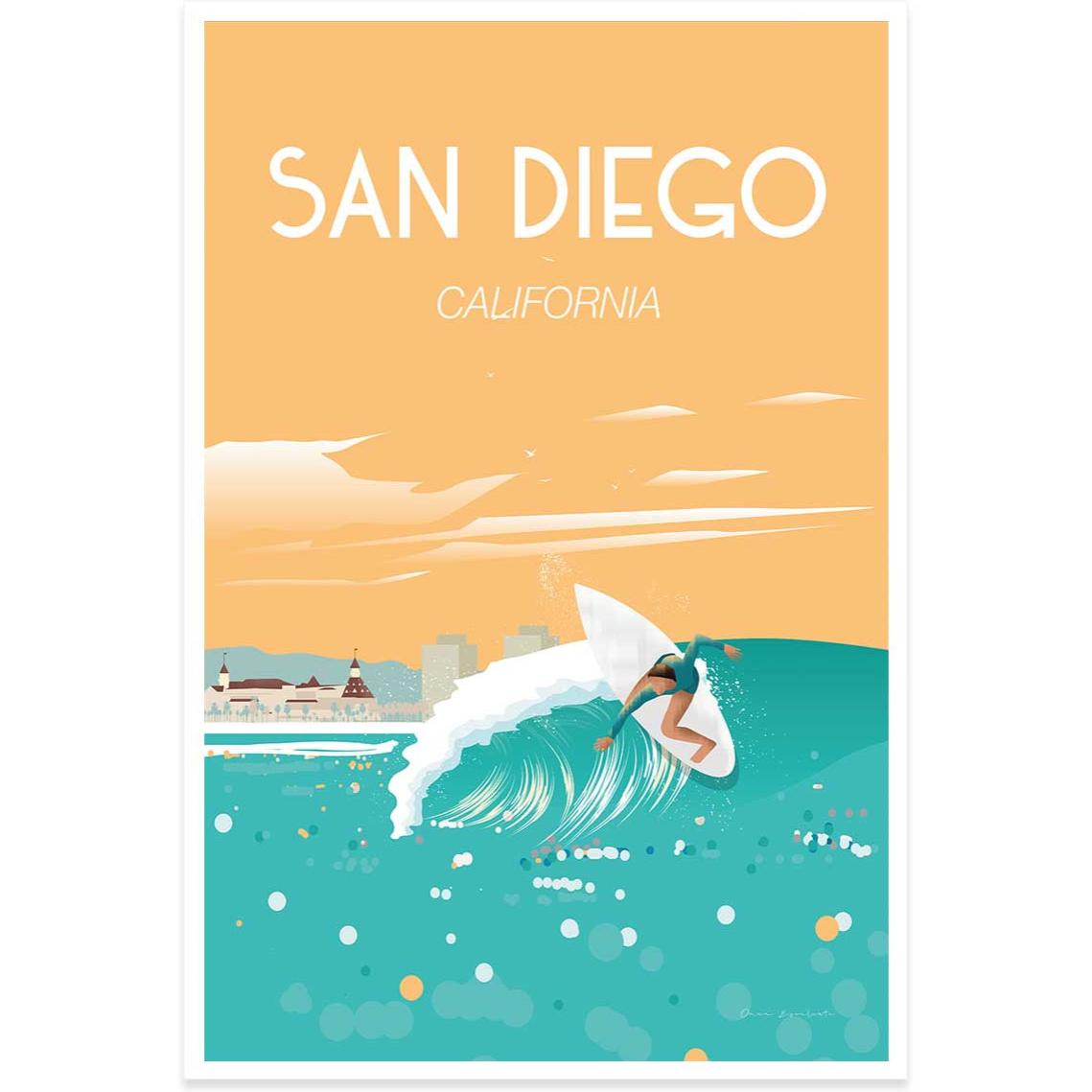 Affiche ville voyage San Diego California Affiche seule