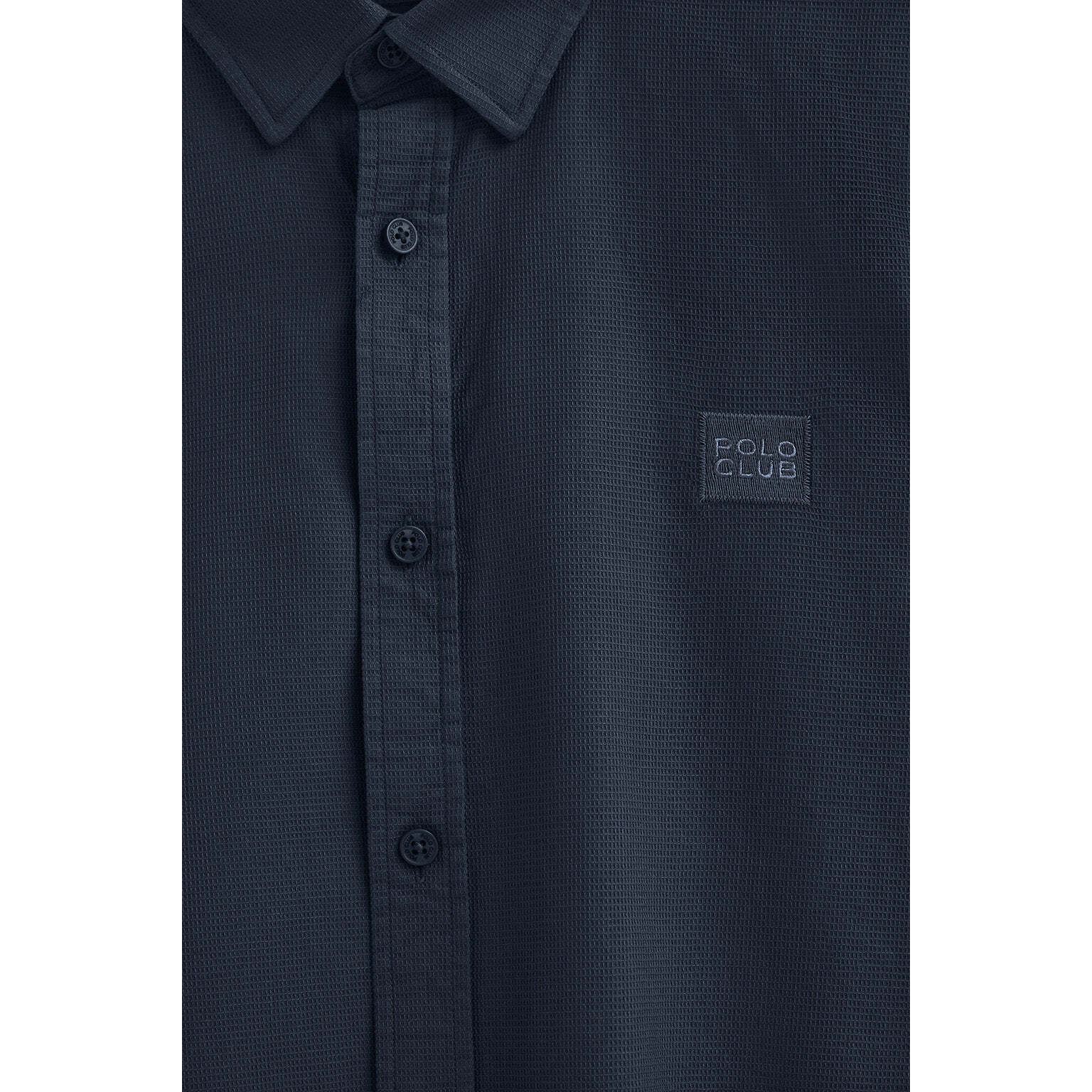 Camisa azul marino de corte regular cuello con botones y logo Polo Club