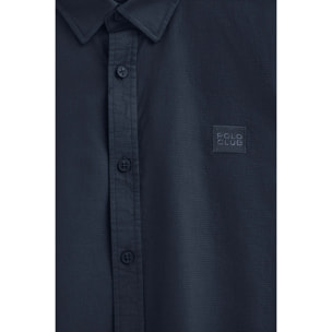 Camisa azul marino de corte regular cuello con botones y logo Polo Club