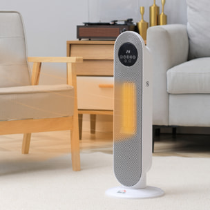 Calefactor Eléctrico Cerámico PTC, 2000W, con Control Remoto, 15–40 °C, Oscilación de 45°, Temporizador 12H, Protección contra Vuelcos y Sobrecalentamiento para 15-20 ㎡, Blanco