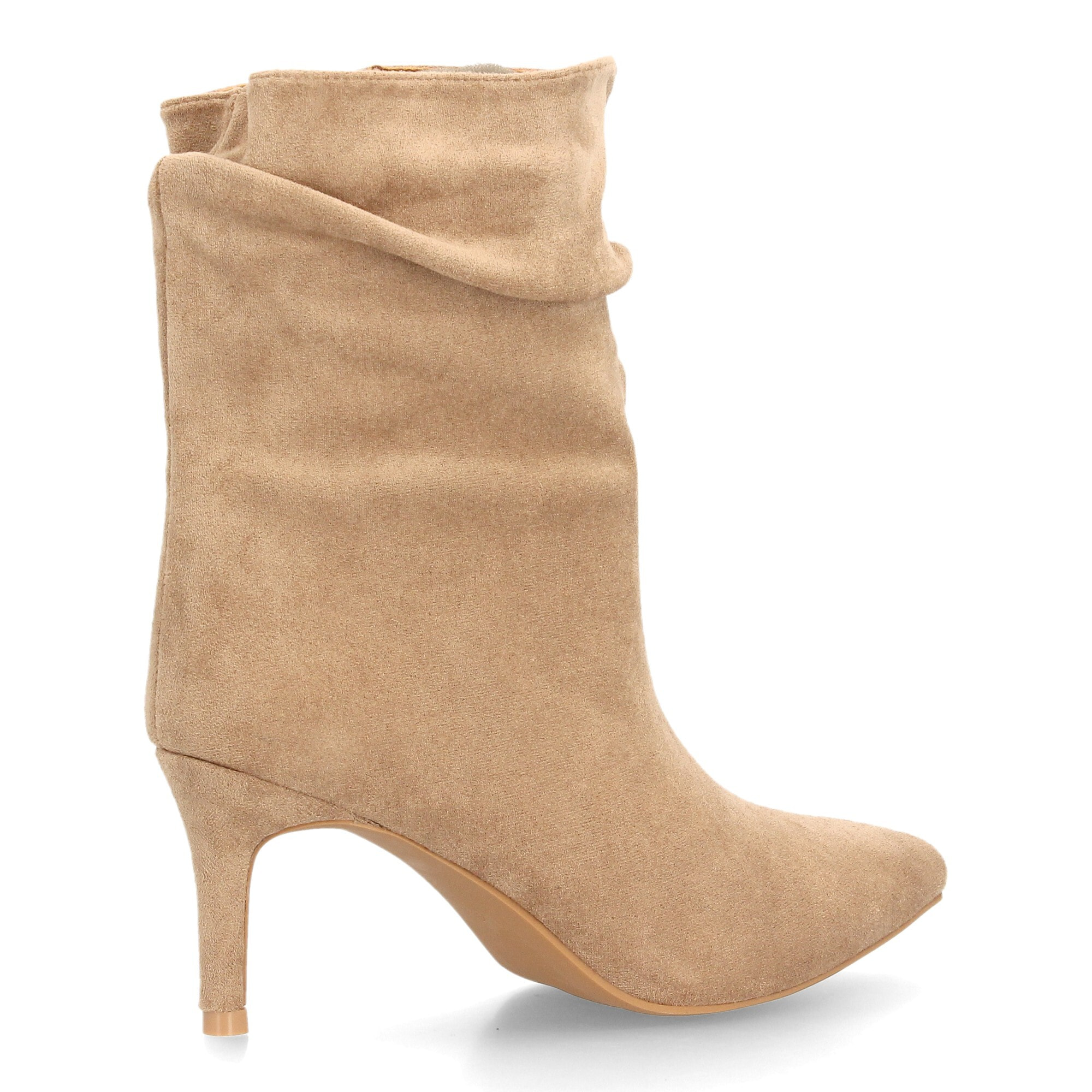 Botines de tacón fino con caña arrugada para mujer