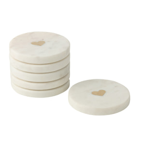 J-Line dessous de verre Marbre - pierre - blanc - set de 6