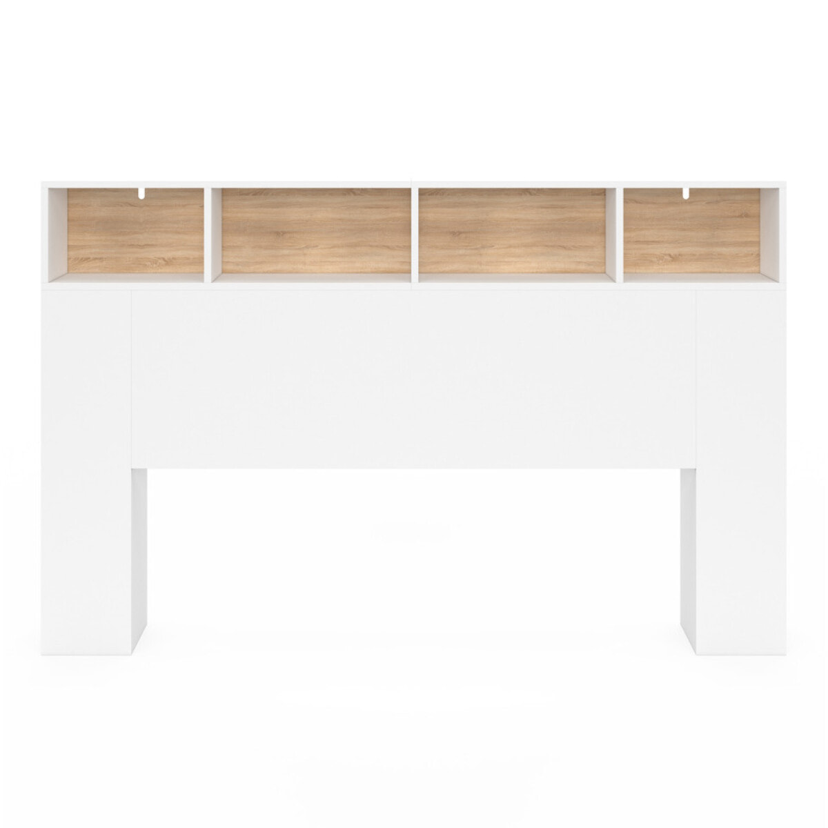 Tête de lit Léo bois et blanche avec rangements 165cm