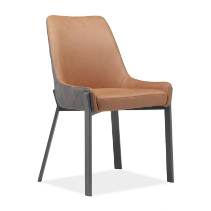 Chaise bicolore en tissu doux avec piètement métal - 2 coloris - EMOTION