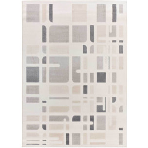 FLORA Alfombra geométrica con relieve en tonos beige y gris, varias medidas disponibles