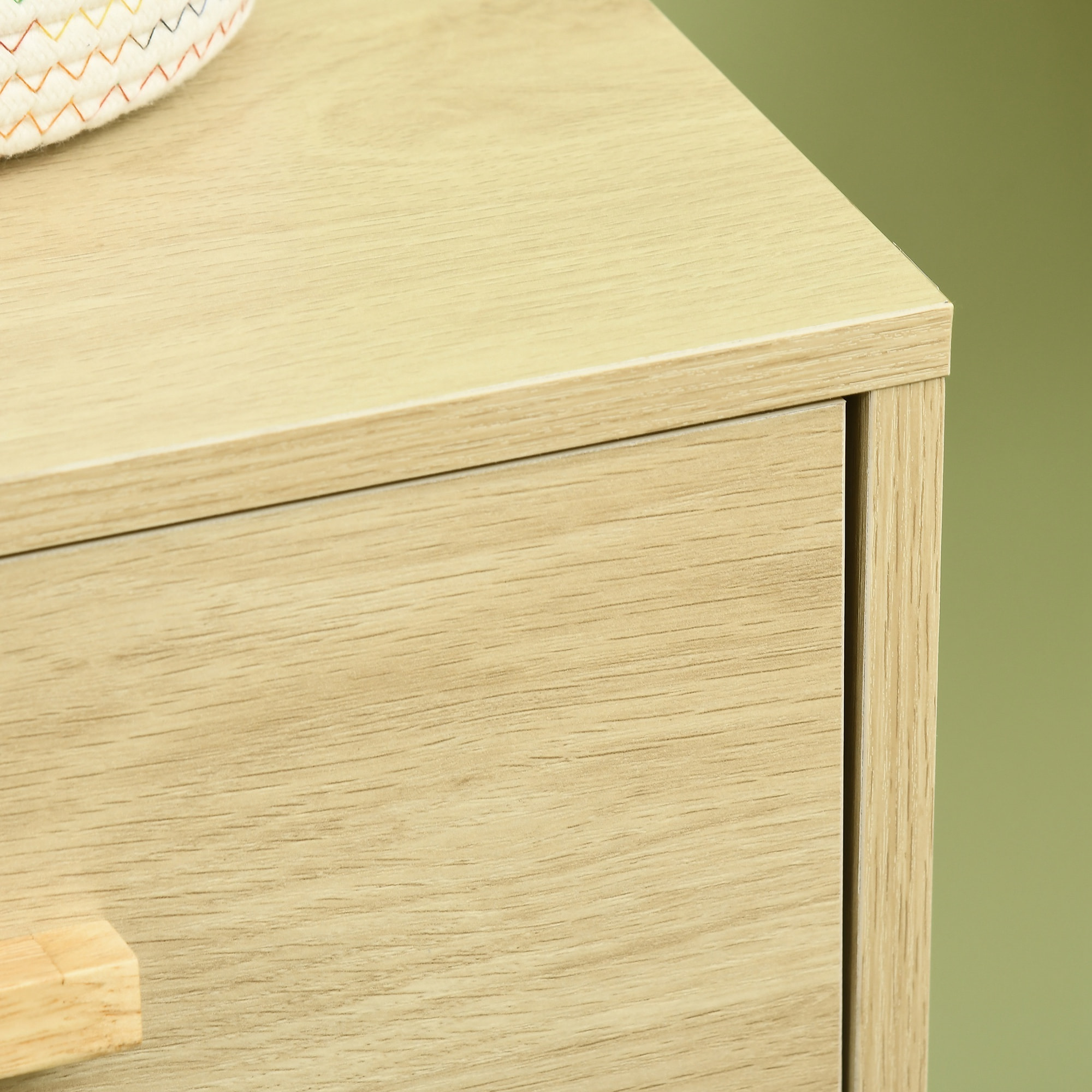 Buffet cannage rotin style naturel - porte, étagère, 4 tiroirs - dim. 80 x 38 x 80,5 cm - effet bois clair