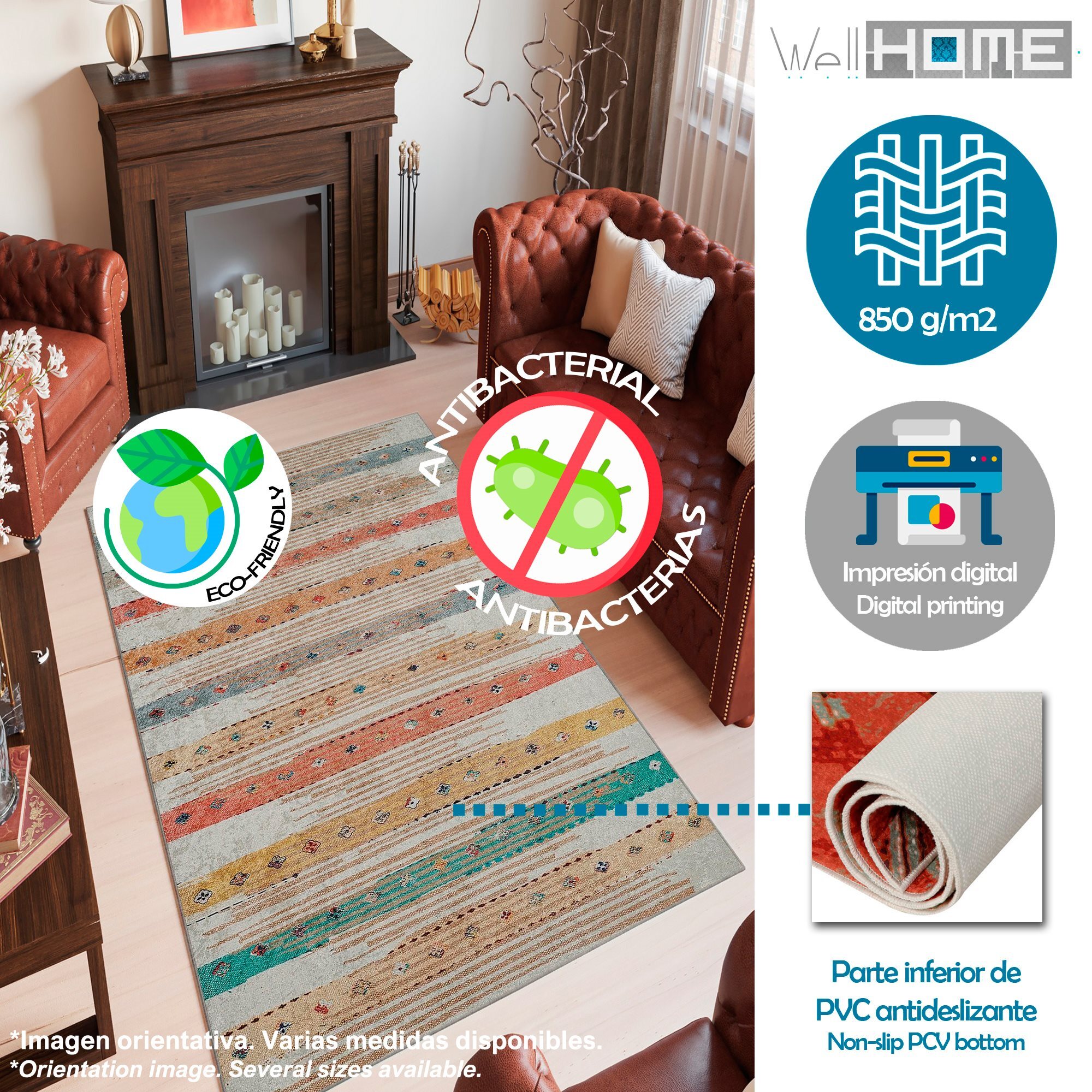 Alfombra de Poliester estampada 120 x 180cm