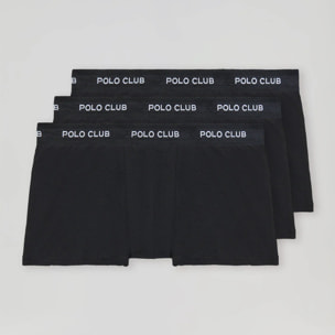 Pack di tre boxer neri con logo Polo Club