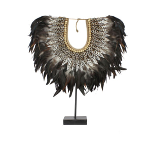 Collier en plumes et coquillages noirs PAPUA