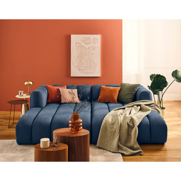 Debbie - module d'assise méridienne gauche en tissu texturé - Bleu