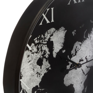 Horloge ''Monde'' noire, métal Diamètre 57 cm Atmosphera