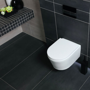 Duofix Pack WC bâti autoportant + WC sans bride + abattant SoftClose Swiss Aqua Technologies + plaque (GEBSTBRWR03MAN-FR)
