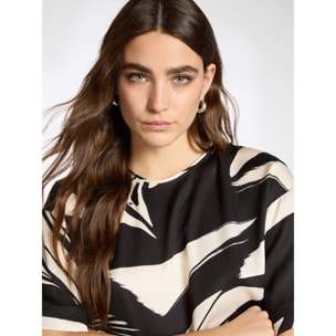 Elena Mirò - Blusa stampata in twill di viscosa - Nero