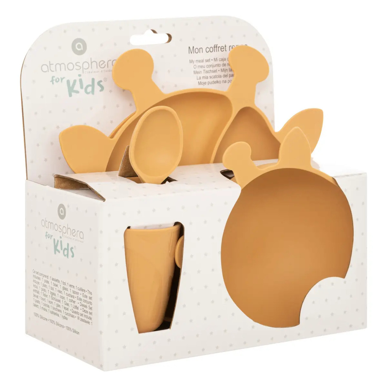Set repas enfant "Girafe" - silicone - jaune ocre