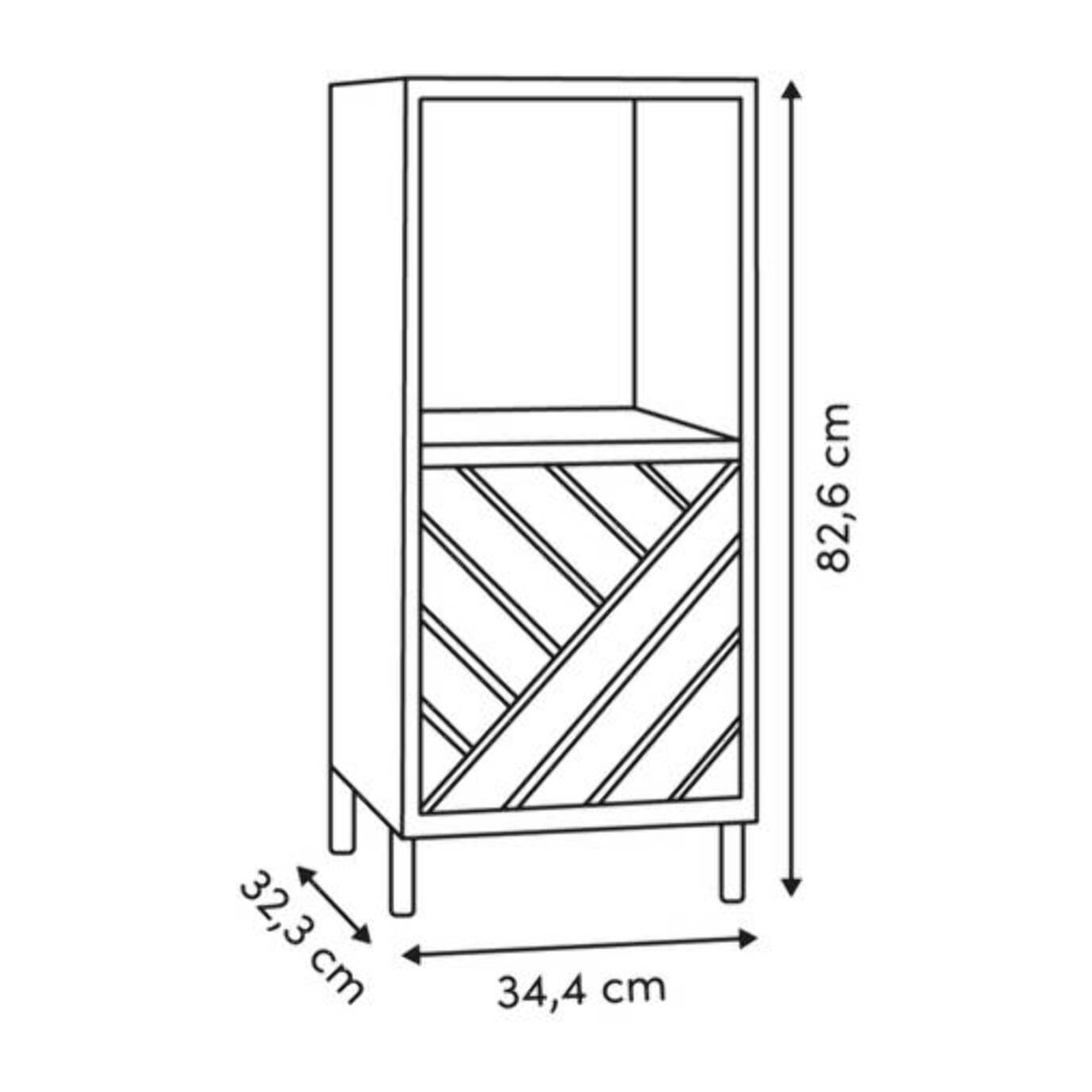Etagère 2 cases 1 porte Mix'N'Match bois et motif rayé
