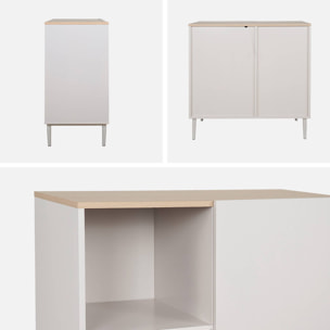 Buffet, meuble de rangement métal et décor bois 1 porte 80cm ASHTON