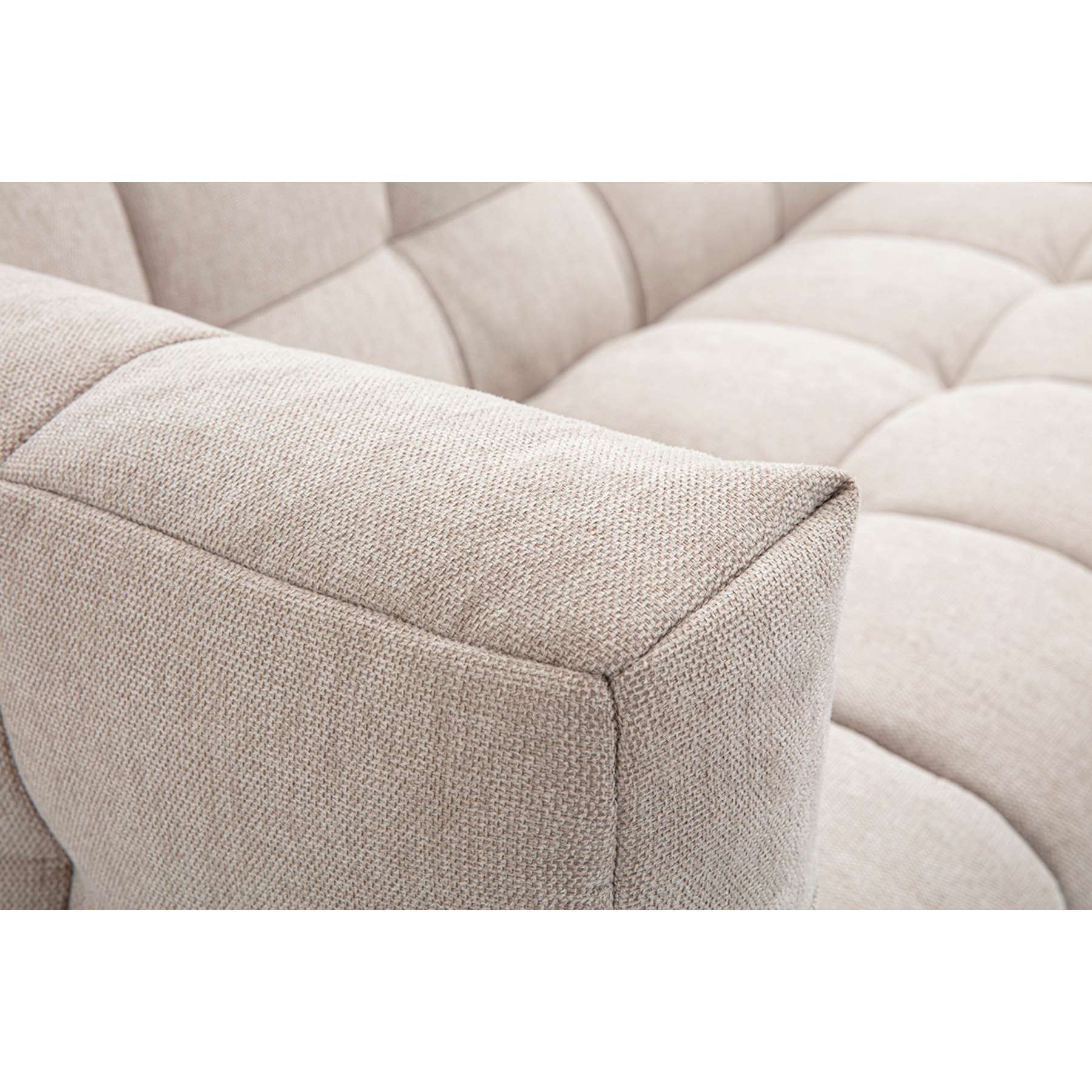 Canapé d'angle droit design 3 places en tissu effet velours texturé beige CORTO