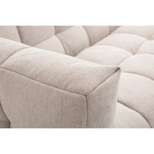 Canapé d'angle droit design 3 places en tissu effet velours texturé beige CORTO