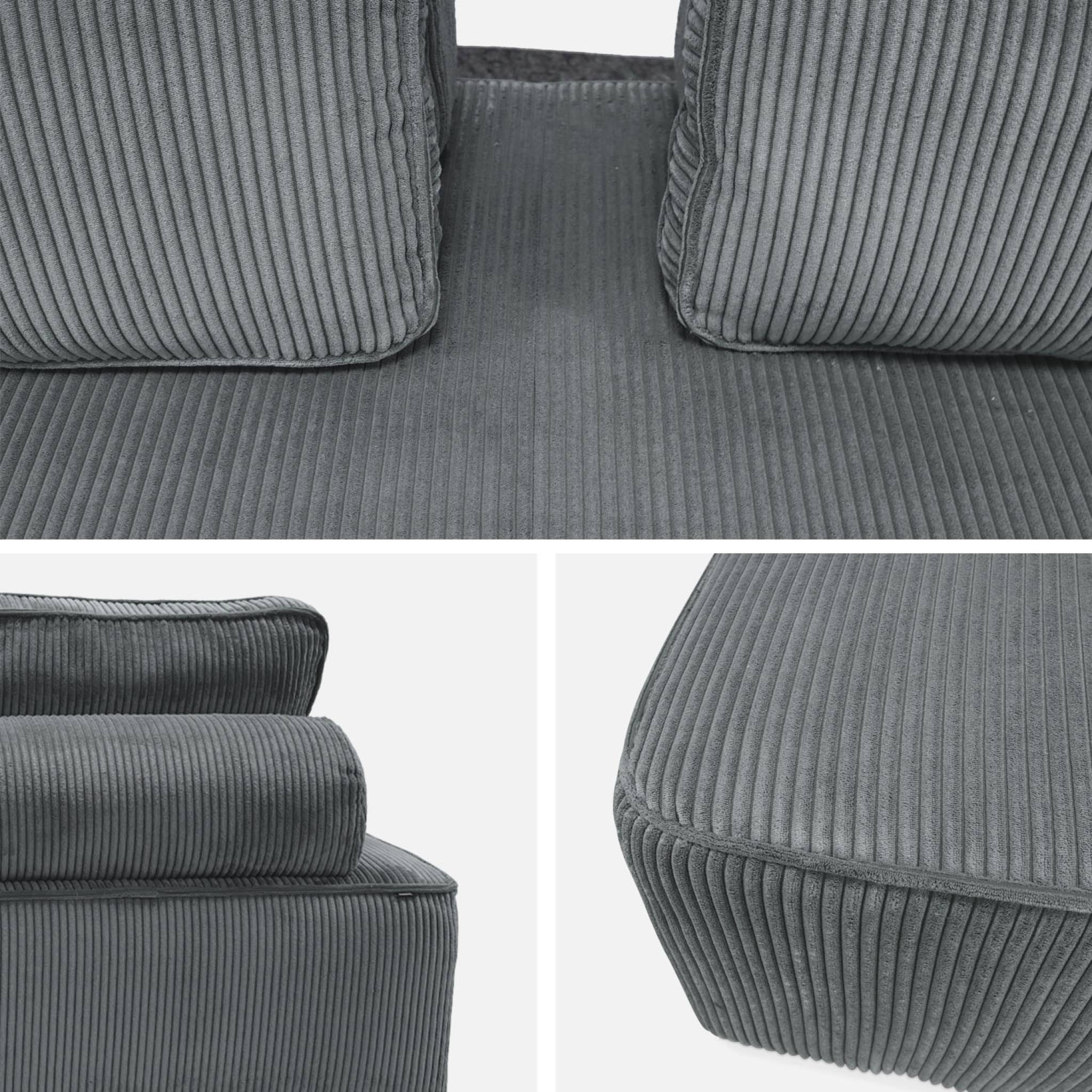 Ensemble chauffeuses LAO pour canapé modulable en velours côtelé 4 places gris foncé