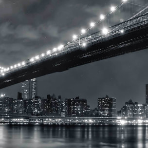 Affiche encadrée pont de New York nuit Affiche + cadre en métal - Noir