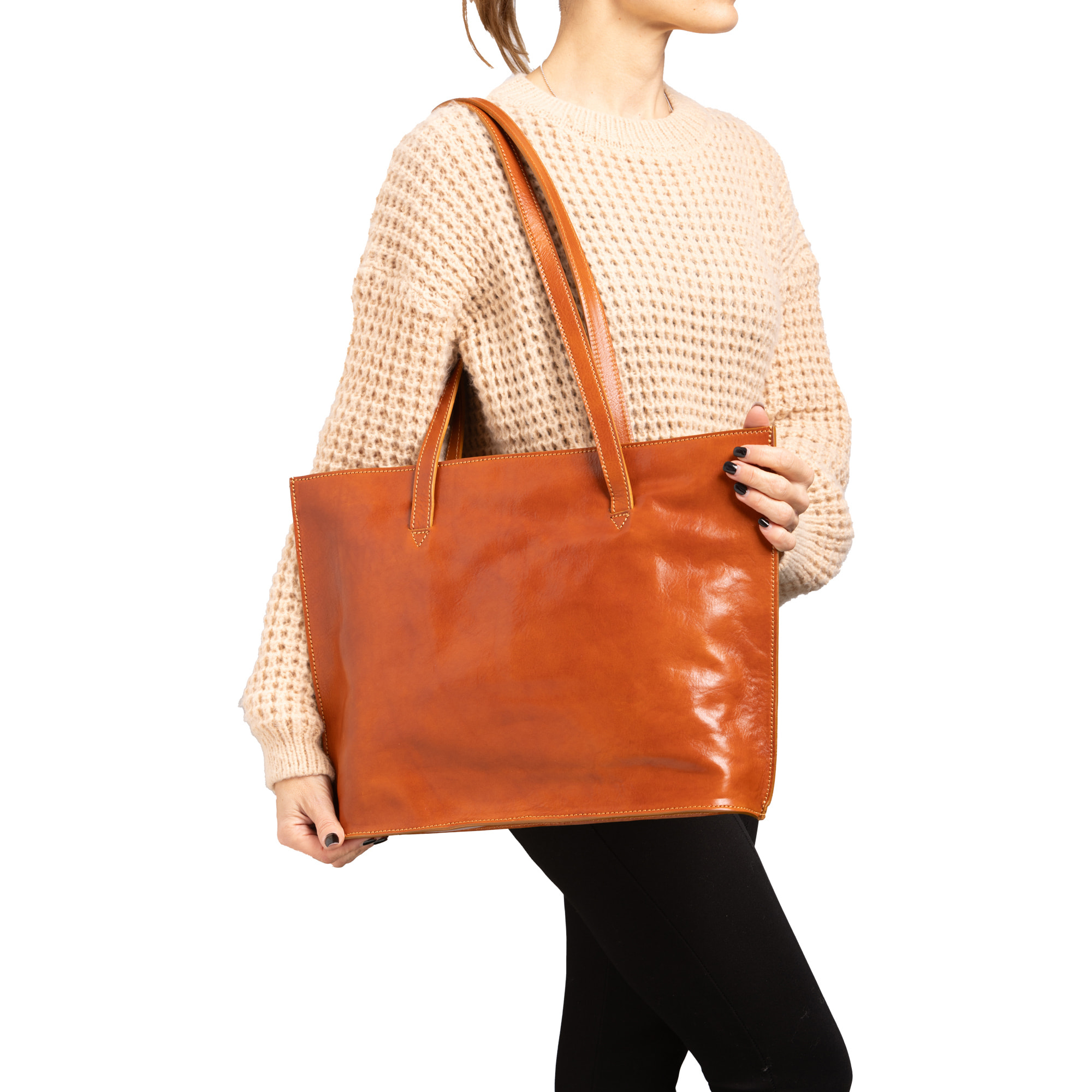 Borsa a spalla  da donna In Vera pelle Made in Italy 31x43x10 cm