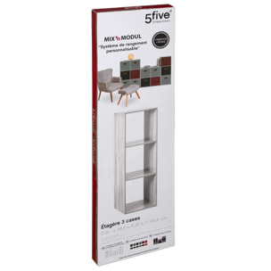 Estantería de 3 compartimentos mix en gris