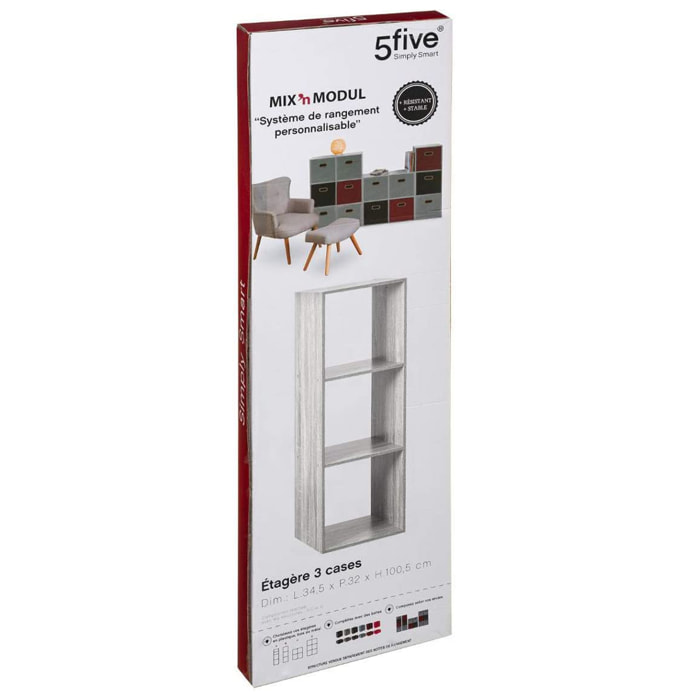 Estantería de 3 compartimentos mix en gris