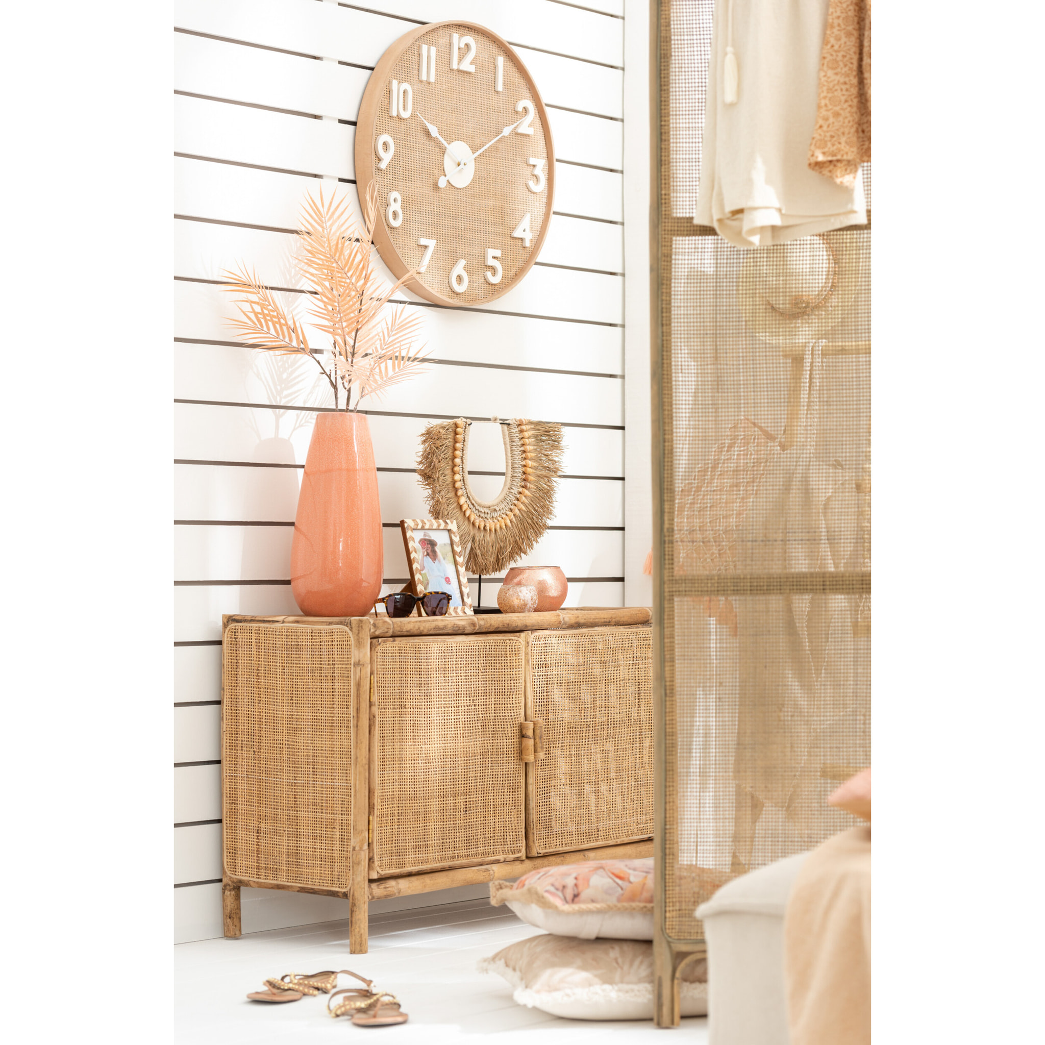 J-Line décoration Collier + Pied Dora - coquillages/zoster - beige - large