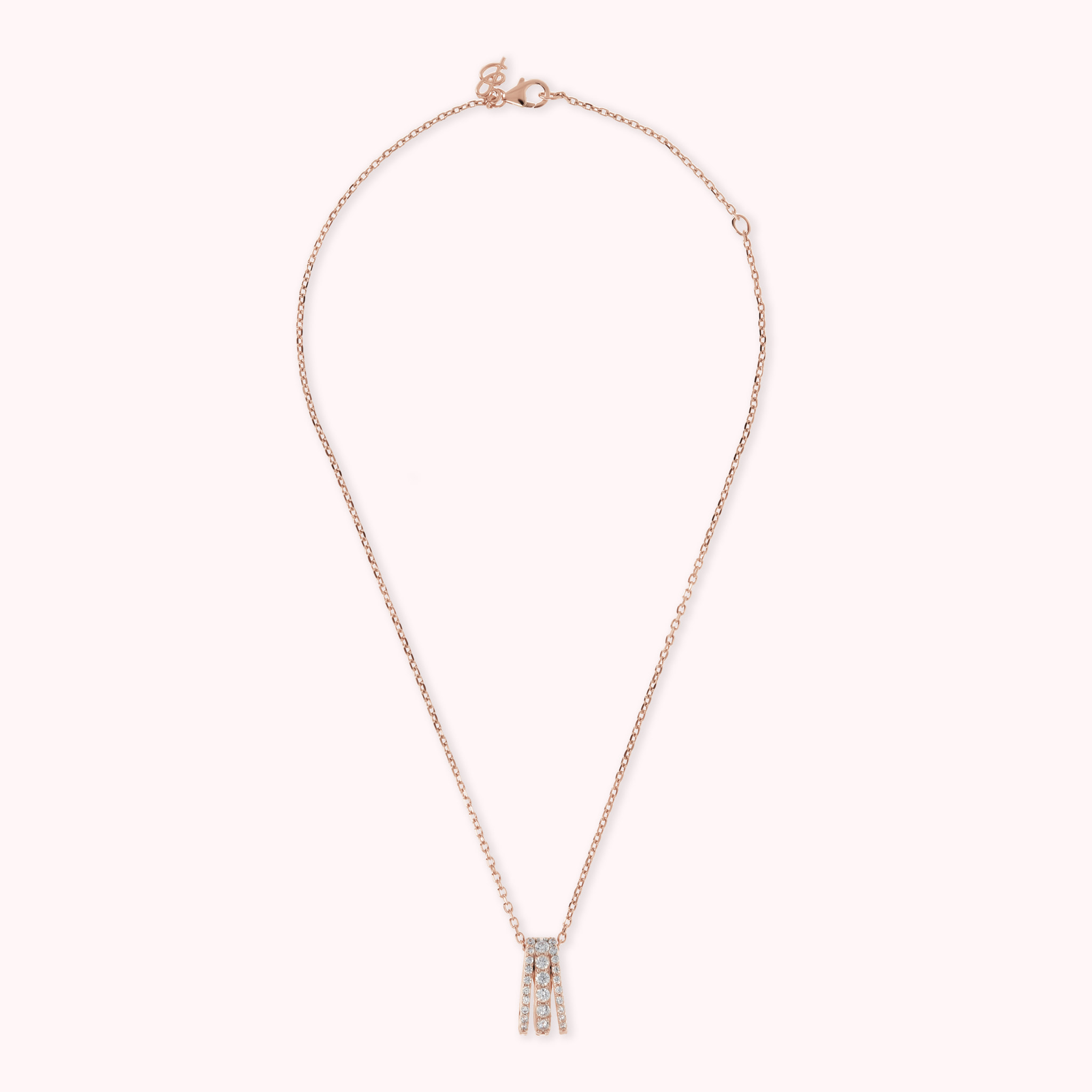 Collana Catena Forzatina con Pendente Pavé Triplo Filo in Cubic Zirconia