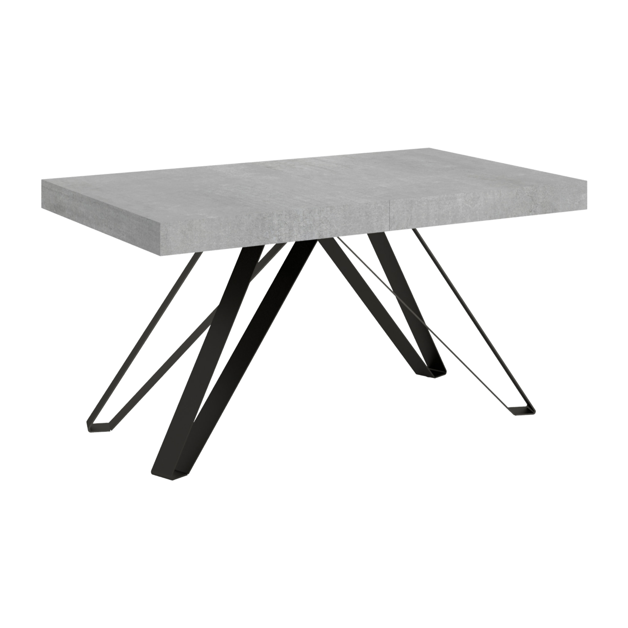 Table extensible 90x160/264 cm Terium gris béton pieds anthracite