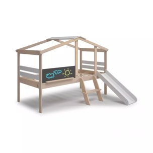 Cama cabaña con tobogán Rushi Blanco - Oak Soft