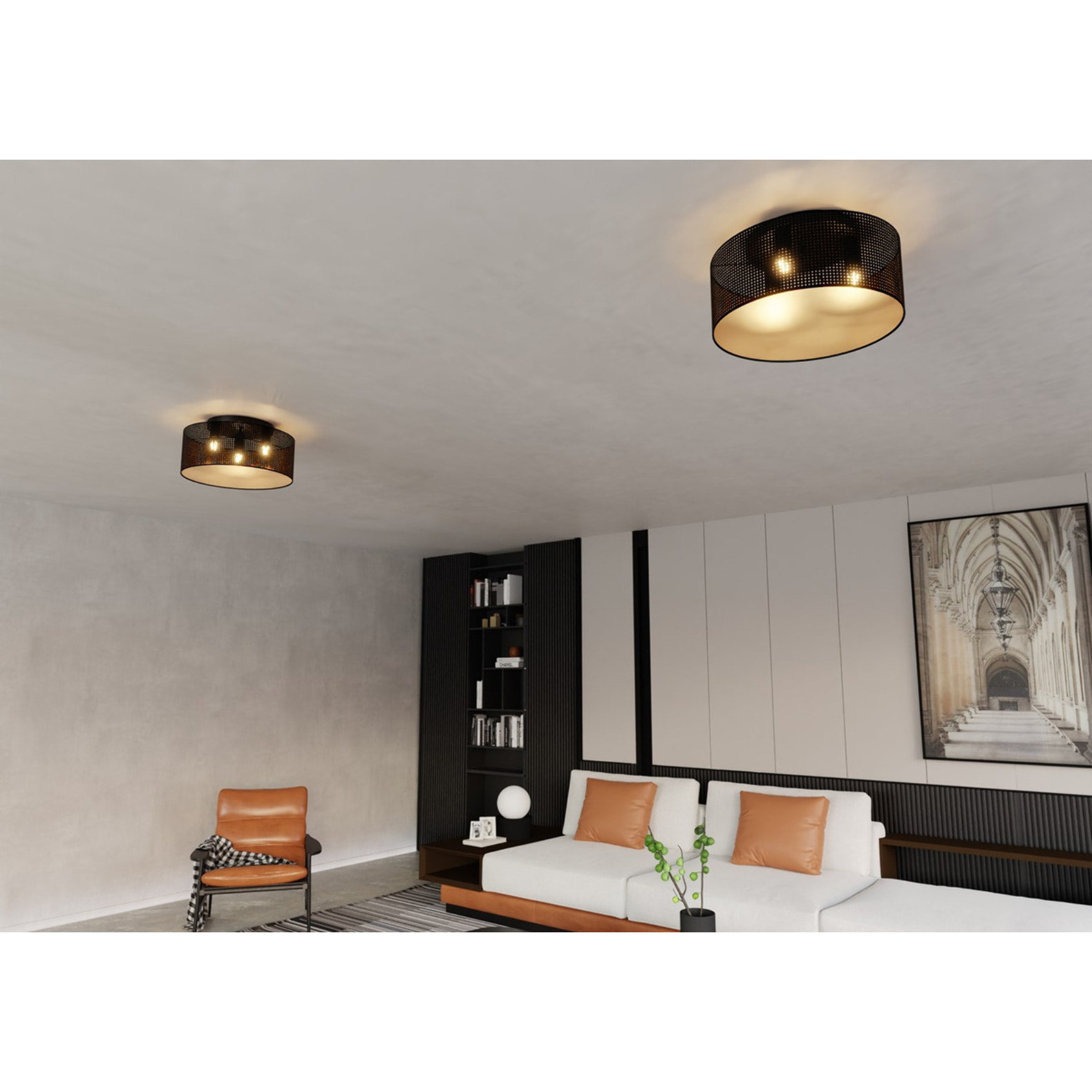 Lampada a sospensione ASTON in acciaio nero e oro
