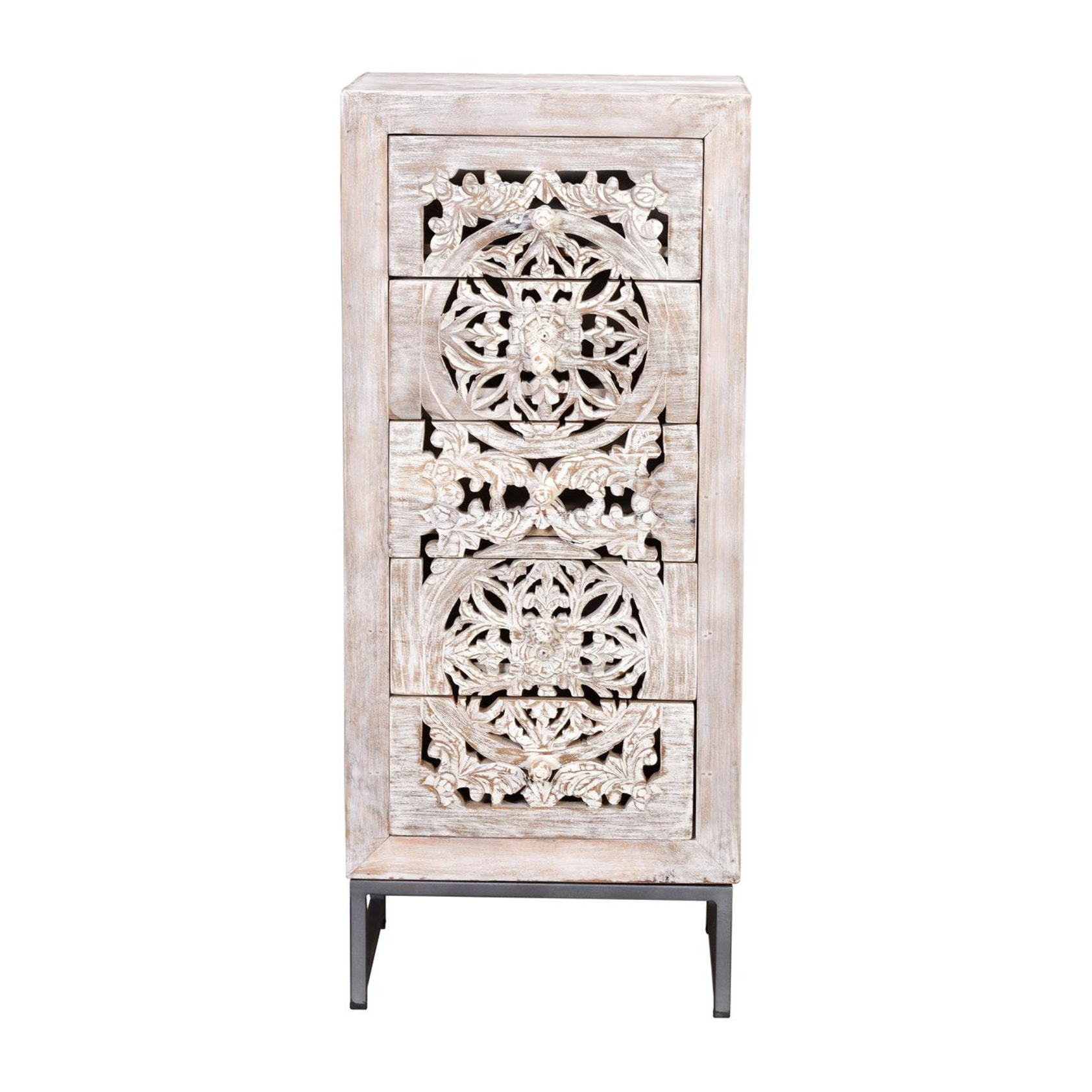 Sinfonier de Madera de Mango 45 Cm Estilo Étnico Boho Tallado