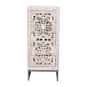 Sinfonier de Madera de Mango 45 Cm Estilo Étnico Boho Tallado