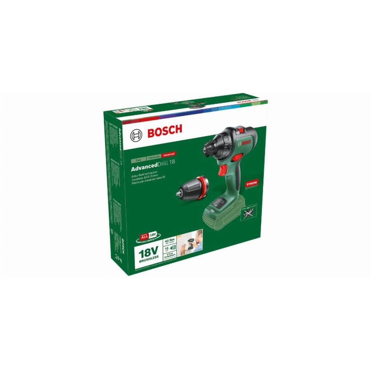 BOSCH Taladro-destornillador portabrocas AdvancedDrill 18 + 1 - sin batería ni cargador - 06039B5009