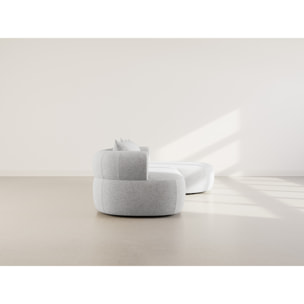 Angela - canapé d'angle droit 4 places en velours texturé - Gris clair