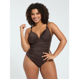 Fiorella Rubino - Costume intero con arricciatura sul fianco - Marrone