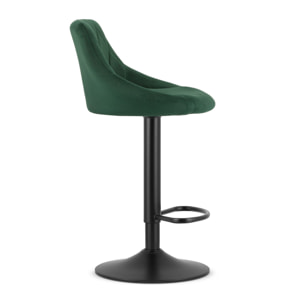 Sgabello da bar girevole OSKAR KAST velluto verde con base nera