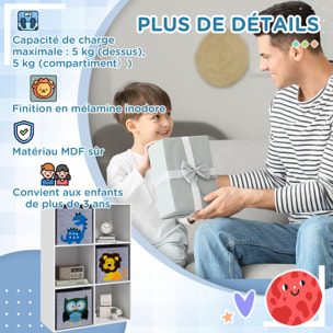 Meuble de rangement jouets enfant étagère de jouet pour chambre d'enfant 6 casiers 3 tiroirs non tissé MDF blanc