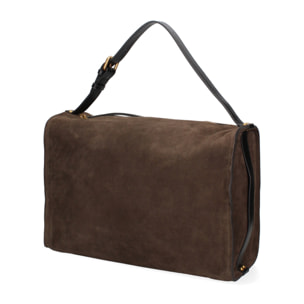 Borsa a spalla da donna Made in Italy - Modello Cielia Pro - Pelle scamosciata - 35.0 x 23.0 x 14.0 cm