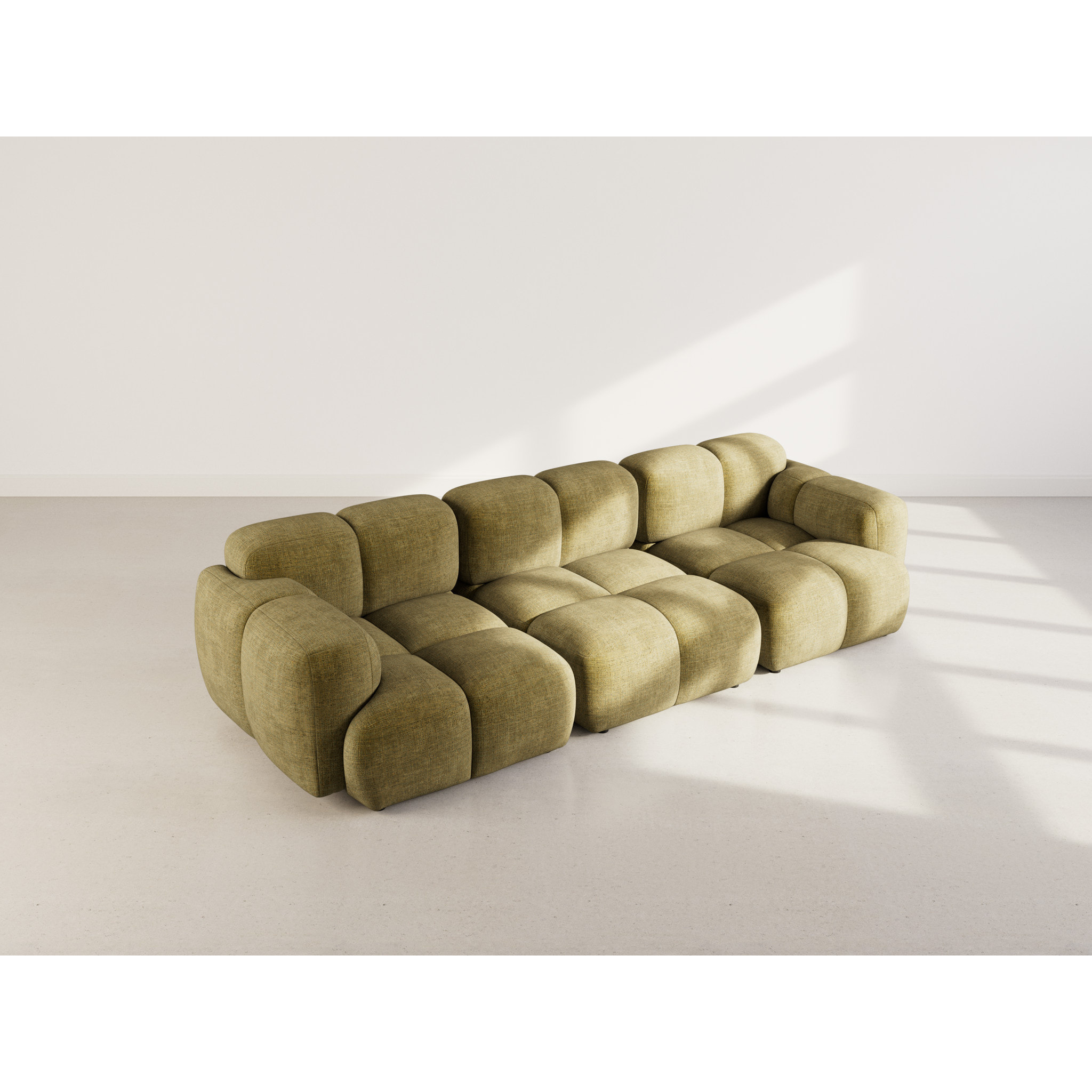 Grace - canapé modulable 3 places en velours texturé - Vert Olive