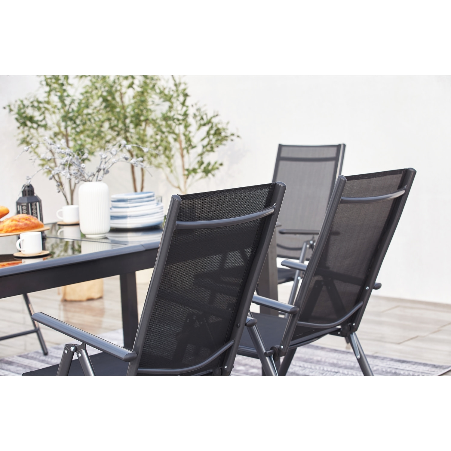 Table de jardin et 10 chaises en aluminium gris BAFFADI