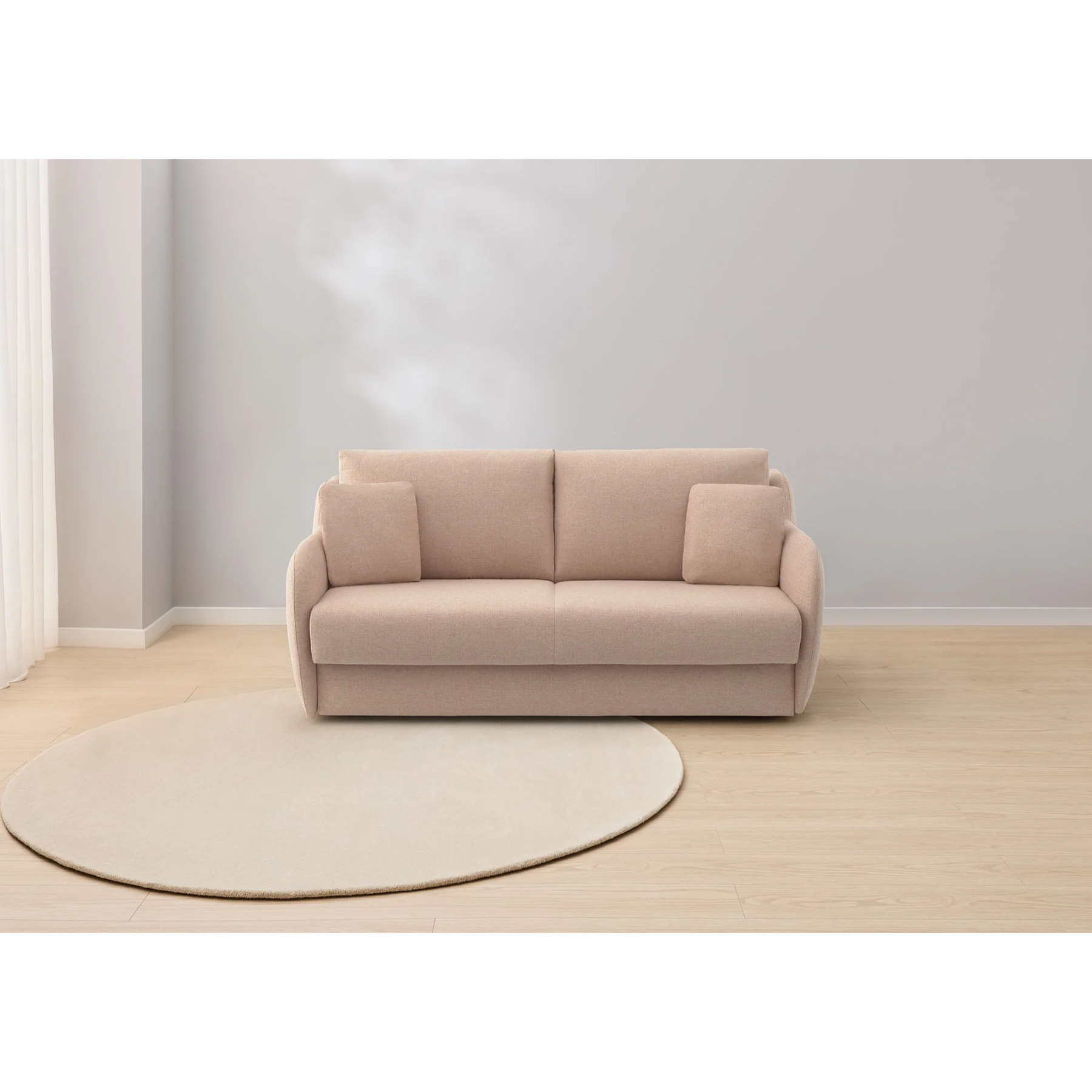 Sofá Cama Basic - Apertura Estilo Italiano - Colchón Matrimonio 140x195 - Tejido Anti-Manchas - 2 Cojines Función Almohada incluídos - 5 Años de Garantía