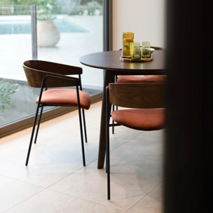 Lot de 2 chaises en velours terracotta et bois de noyer - Esmée