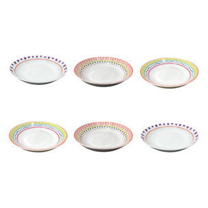 Lot de 6 assiettes creuses, RELAX SUNSET