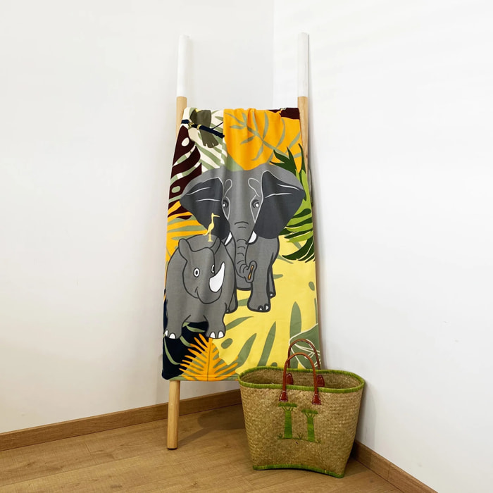 Serviette de plage microfibre enfant - Elephant - 70x140cm - 250g/m²