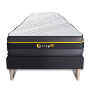 Ensemble Matelas Sommier 90x200 cm - Sommier Noir (en kit) - Active