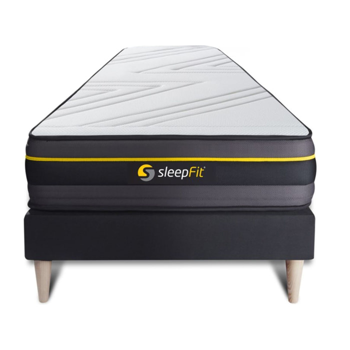 Ensemble Matelas Sommier 90x200 cm - Sommier Noir (en kit) - Active
