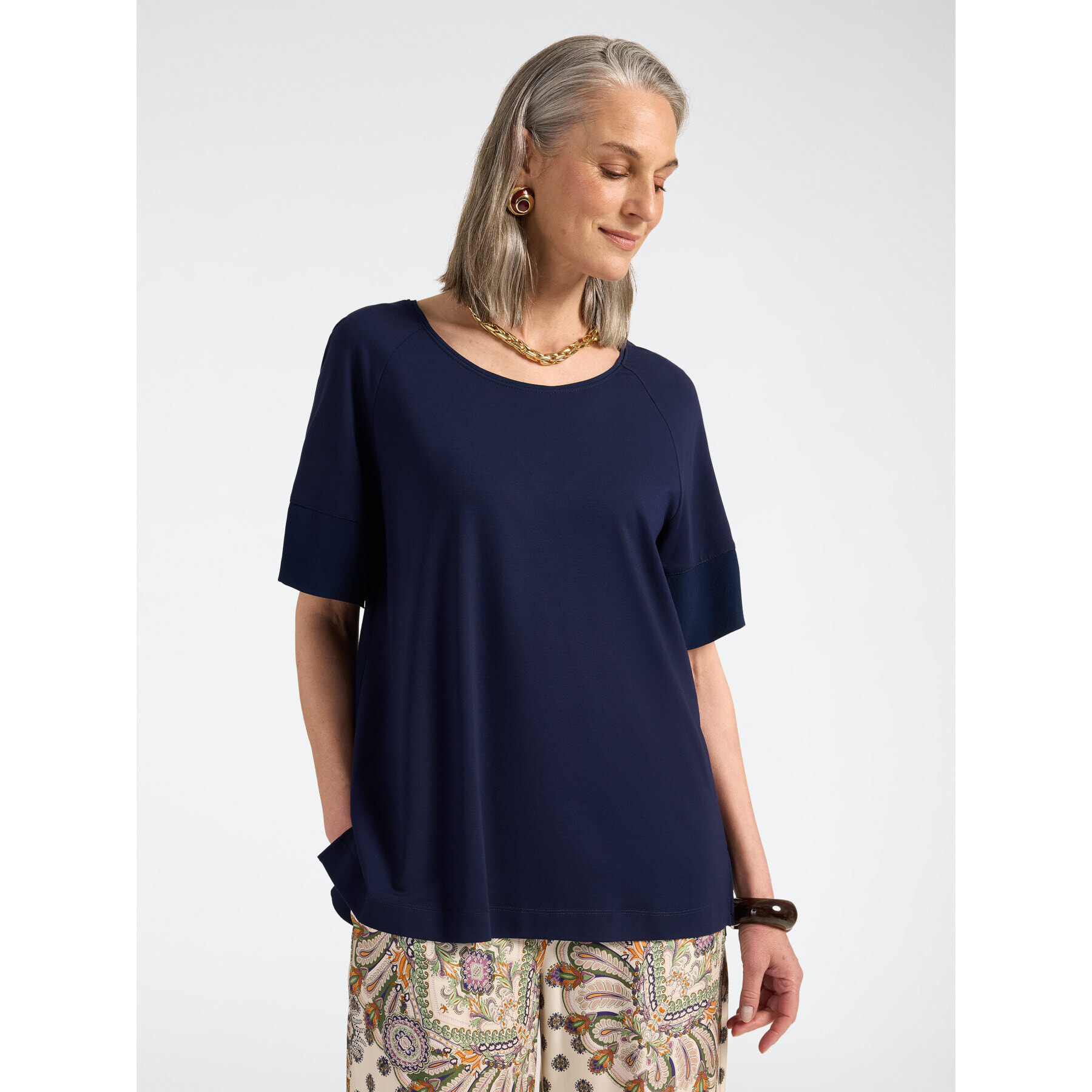 Elena Mirò - T-shirt con bottoni sul retro - Blu