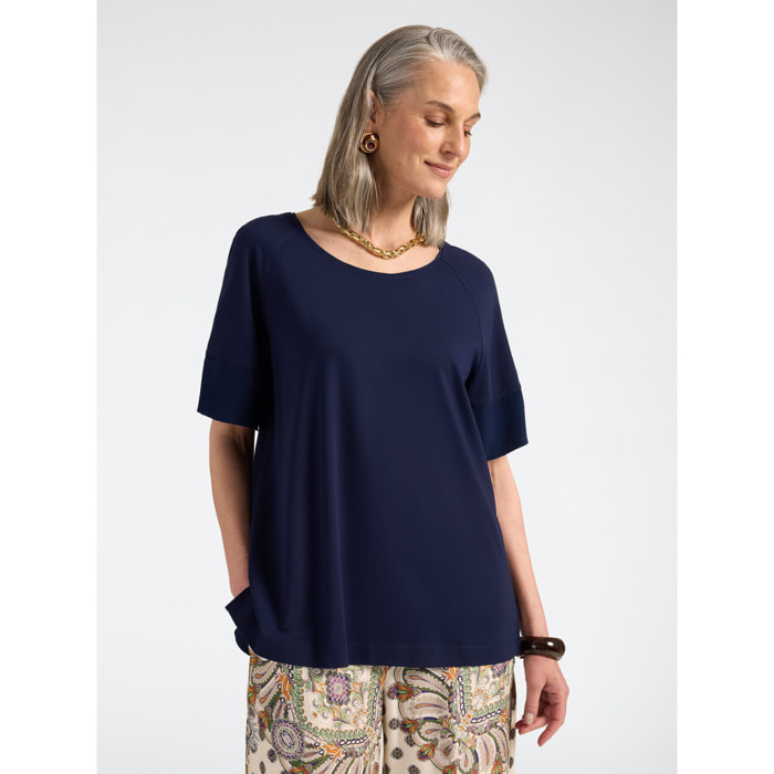 Elena Mirò - T-shirt con bottoni sul retro - Blu
